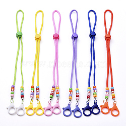 Personalized Dual-use Items, Beaded Necklaces or Eyeglasses Chains, with Polyester & Spandex Cord Ropes, Acrylic Beads, Plastic Clasps and Iron Cord End, Mixed Color, 25.59 inch(65cm)(NJEW-JN02852)