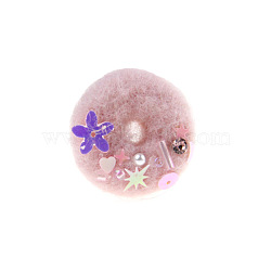 Handmade Wool Felt Woven Costume Accessories, with Plastic Doughnut, Pink, 30mm(PW-WG73988-04)