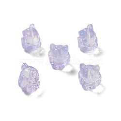 Transparent Glass Beads, Gradient Color, Fox, Lilac, 16x14x12.5mm, Hole: 1.5mm(GLAA-D025-06J)