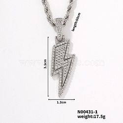 European and American Fashion Lightning Brass Rhinestone Pendant Necklaces, Platinum, 23.62 inch(60cm)(HP4417-1)