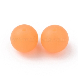 Luminous Round Food Grade Silicone Beads, Chewing Beads For Teethers, DIY Nursing Necklaces Making, Dark Orange, 15x14.5mm, Hole: 2mm(SIL-TAC0007-04F)