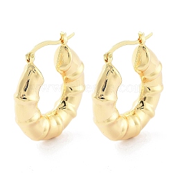 Brass Hoop Earrings, Real 18K Gold Plated, 33x7mm(EJEW-H301-01G-01)