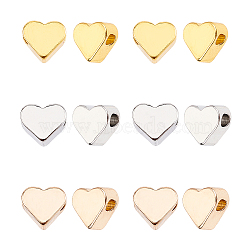 Brass Beads, Heart, Mixed Color, 6x7x3mm, Hole: 1.5mm, 60pcs/box(KK-PH0035-89)