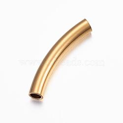304 Stainless Steel Tube Beads, Curved Tube Noodle Beads, Curved Tube, Real 24K Gold Plated, 31x5mm, Hole: 3.5x4mm(STAS-P166-25G)
