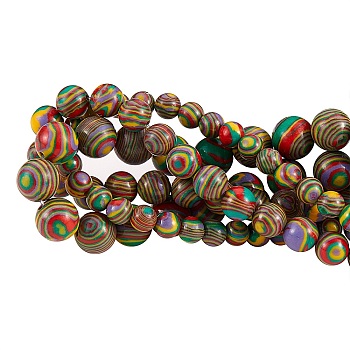 3 Strands 3 Style Synthetic Malachite Beads Strands, Dyed, Round, Colorful, 1 strand/style