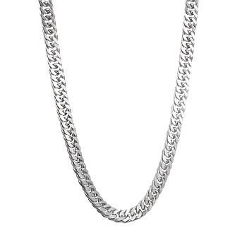 201 Stainless Steel Curb Chain Necklaces, Stainless Steel Color, 24.02 inch(61cm)
