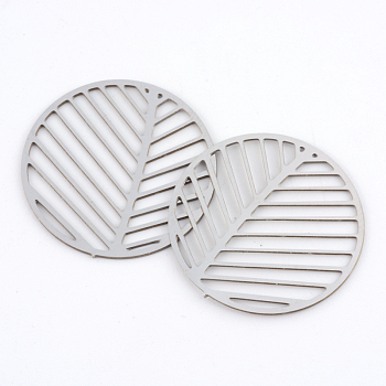 304 Stainless Steel Filigree Joiners, Flat Round, Stainless Steel Color, 23x0.5mm, about 445~460pcs/bag