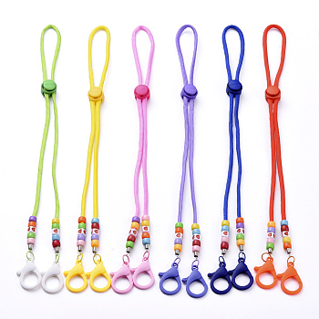 Personalized Dual-use Items, Beaded Necklaces or Eyeglasses Chains, with Polyester & Spandex Cord Ropes, Acrylic Beads, Plastic Clasps and Iron Cord End, Mixed Color, 25.59 inch(65cm)