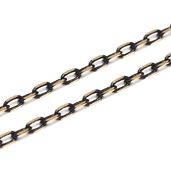 Electroplate Brass Cable Chains, Diamond Cut Chains, Two Tone, Soldered, Faceted, with Spool, Oval, Lead Free & Nickel Free, Black, 3.5x2x0.5mm, about 328.08 Feet(100m)/roll