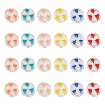 Craftdady 60Pcs 6 Colors Transparent Enamel Acrylic Beads, Flat Round with Triangle, Mixed Color, 20x9mm, Hole: 3.5mm