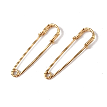 Ion Plating(IP) 304 Stainless Steel Safety Pins Brooch Findings, Kilt Pins for Lapel Pin Making, Golden, 50.5x14x5.5mm