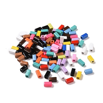 Spray Painted Alloy Beads, Cuboid, Mixed Color, 6x3x3mm, Hole: 1.5mm