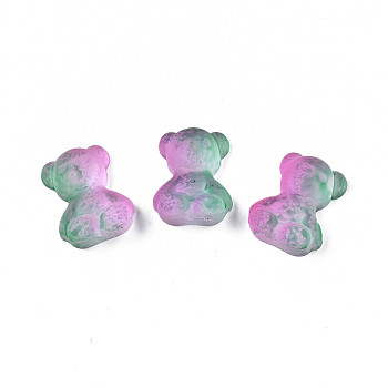 Transparent Acrylic Cabochons, Two Tone, Bear, Medium Sea Green, 17x13x7mm