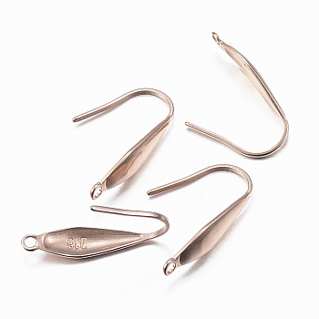 Ion Plating(IP) 316 Surgical Stainless Steel Earring Hooks, Rose Gold, 19.5x4.5x1mm, 18 Gauge, Hole: 1.2mm