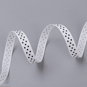 Polka Dot Ribbon Grosgrain Ribbon, White, three points on an oblique line, about 3/8 inch(10mm) wide, 50yards/roll(45.72m/roll)