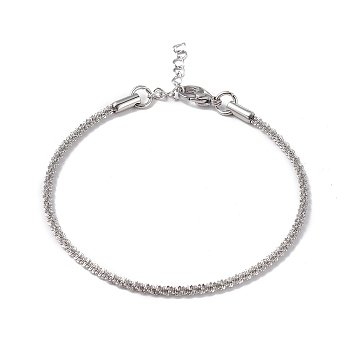 Non-Tarnish 304 Stainless Steel Bone Rope Chain Bracelet for Women, Stainless Steel Color, 7-1/4 inch(18.5cm), Wide: 2.3mm