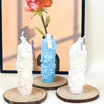 3D Grape Pillar Scented Candle Silicone Molds, Candle Making Molds, Aromatherapy Candle Molds, WhiteSmoke, 15.3x5.8cm, Inner Diameter: 3.8cm