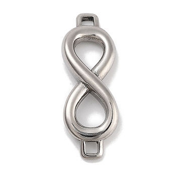 Tarnish Resistant 304 Stainless Steel Infinity Links, for Leather Cord Bracelets Making, Stainless Steel Color, 32x11x5mm, Hole: 2x2.5mm