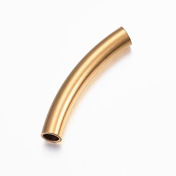 304 Stainless Steel Tube Beads, Curved Tube Noodle Beads, Curved Tube, Real 24K Gold Plated, 31x5mm, Hole: 3.5x4mm