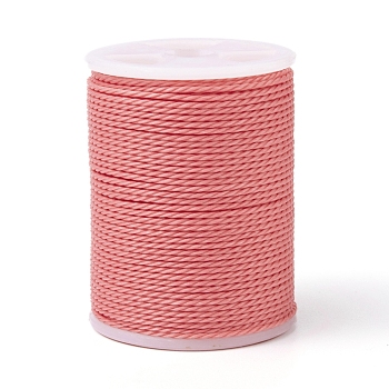 Round Waxed Polyester Cord, Taiwan Waxed Cord, Twisted Cord, Light Coral, 1mm, about 12.02 yards(11m)/roll