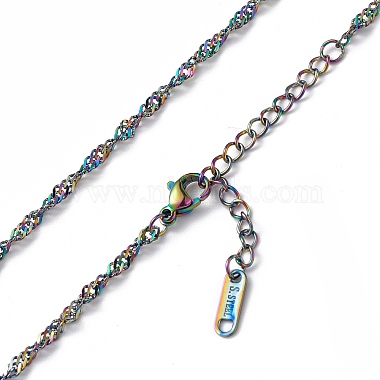 Ion Plating(IP) 304 Stainless Steel Singapore Chain Necklace for Men Women(NJEW-K245-013D)-2