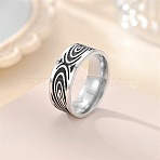Retro 201 Stainless Steel Enamel Finger Rings for Men, Oval, Carved Ring, Antique Silver, US Size 8(18.1mm)(FS-WG366A7-10)