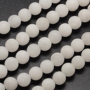 Natural White Jade Beads Strands, Frosted, Round, 6mm, Hole: 0.8mm, about 60pcs/strand, 14.1 inch(G-D671-6mm)