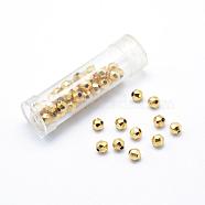 Brass Spacers Beads, Faceted, Round, Lead Free & Cadmium Free & Nickel Free, Real 18K Gold Plated, 5mm, Hole: 1mm, 50pcs/box(KK-K185-29-NR)