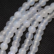 Natural Agate Round Beads Strands, Dyed, White, 4mm, Hole: 1mm, about 106pcs/strand, 15.35 inch(G-L086-4mm-30)