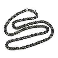 201 Stainless Steel Curb Chain Necklaces, Black, 19.69 inch(50cm)(NJEW-Q336-10A-EB)