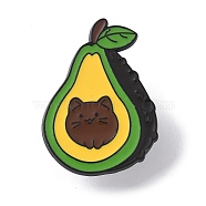 Fruits with Cat Enamel Pins, Alloy Brooches for Backpack Clothes, Avocado, 29x20.5mm(JEWB-A032-01A)