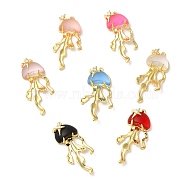 Resin Imitation Jelly Pendants, Jellyfish Charms with Rack Plating Real 18K Gold Plated Brass Findings, Cadmium Free & Lead Free, Long-Lasting Plated, Mixed Color, 45x21.5x9.5mm, Hole: 1.6mm(RESI-P026-01G)
