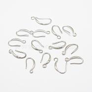Brass Earring Hooks, with Horizontal Loop, Long-Lasting Plated, 925 Sterling Silver Plated, Silver, 21x9x1.5mm, Hole: 2mm, 21 Gauge, Pin: 0.7x0.8mm(KK-F714-06S)