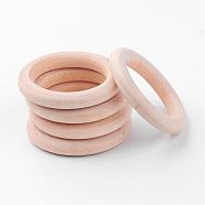 Unfinished Wood Linking Rings, Natural Macrame Wooden Rings, Ring, PapayaWhip, 49~50x8mm, Hole: 33~34mm(WOOD-Q024-13)