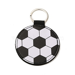 Sport Theme PU Leather Keychain, with Iron Ring, Ball, Football, 11.7cm(SJEW-K002-08P-04)