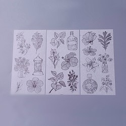 Scrapbook Stickers, Self Adhesive Picture Stickers, Mixed Flower & Leaf, Black, 200x100mm(DIY-P003-E04)