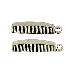 Tibetan Style Zinc Alloy Pendants, Comb, Lead Free & Cadmium Free, Antique Silver, 26x7x1.5mm, Hole: 2mm, about 416pcs/500g(TIBEP-R334-198AS-RS)