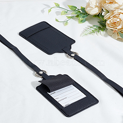 PU Leather Luggage Tag, Travel ID Labels, Suitcase Name Tags, Rectangle, Black, 310mm(AJEW-WH0596-217F)