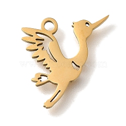 201 Stainless Steel Pendants, Wide Goose Charms, Golden, 14x14x1mm, Hole: 1.5mm(STAS-R136-24G)