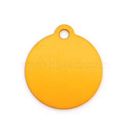 Colored Aluminum Pendants, Laser Cut, Double Sided Dog Pet Name Phone Number ID Tag Charm, Flat Round, Gold, 36x31.5x1mm, Hole: 3mm(ALUM-S018-JA635-2)