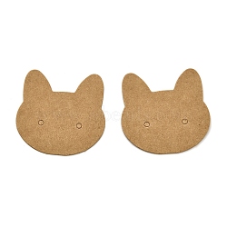 100Pcs Cat Shaped Kraft Paper Earring Display Cards, BurlyWood, 3.5x3.5x0.03cm, Hole: 2mm(EDIS-M004-01A)