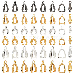 120Pcs 6 Style Alloy & Brass Ice Pick Pinch Bails for Pendant Making, Mixed Shape, Platinum & Golden, 10~14x7x3.5~5mm, Hole: 1.5~2mm, Pin: 0.7~1mm, 20pcs/style(KK-NB0002-89)