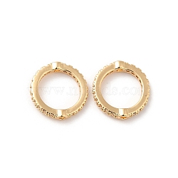 Brass Micro Pave Clear Cubic Zirconia Bead Frame, Round Ring, Real 18K Gold Plated, 12x1.5~2mm, Hole: 1mm, Inner diameter: 8.5mm(KK-F860-20B-G)