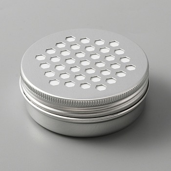 Aluminium Shallow Round Candle Tins, with Hollow Lids, Empty Tin Storage Containers, Hexagon Pattern, 7.05x2.65cm, Inner Diameter: 6.4X2.4cm