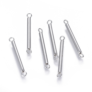 304 Stainless Steel Links connectors, Column, Stainless Steel Color, 25.5x2mm, Hole: 1.6mm