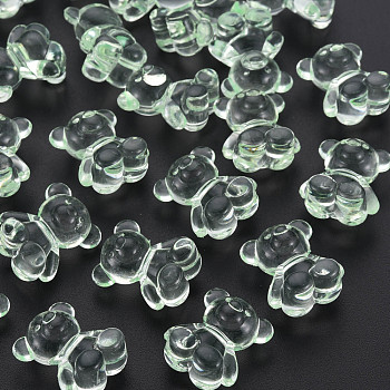 Transparent Acrylic Beads, Top Drilled Beads, Bear, Light Green, 18.5x15.5x11mm, about 320pcs/500g