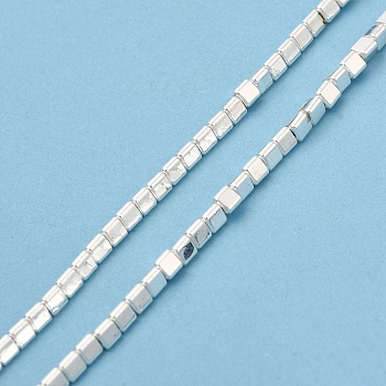 Synthetic Non-magnetic Hematite Beads Strands, Triangle, Silver Plated, 3x2.5x2.7mm, Hole: 0.8mm, about 133pcs/strand, 16.30''(41.4cm)