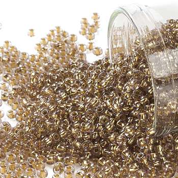 TOHO Round Seed Beads, Japanese Seed Beads, (754) Gold Lined Pink, 11/0, 2.2mm, Hole: 0.8mm, about 1103pcs/10g
