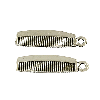 Tibetan Style Zinc Alloy Pendants, Comb, Lead Free & Cadmium Free, Antique Silver, 26x7x1.5mm, Hole: 2mm, about 416pcs/500g