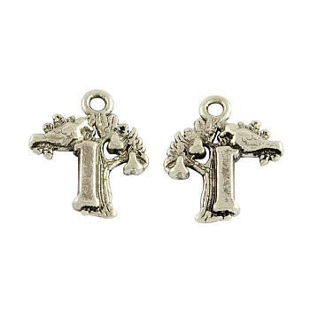 Tibetan Style Alloy Pendants, Tree and Bird, Lead Free & Cadmium Free, Antique Silver, 18x15x3mm, Hole: 2mm